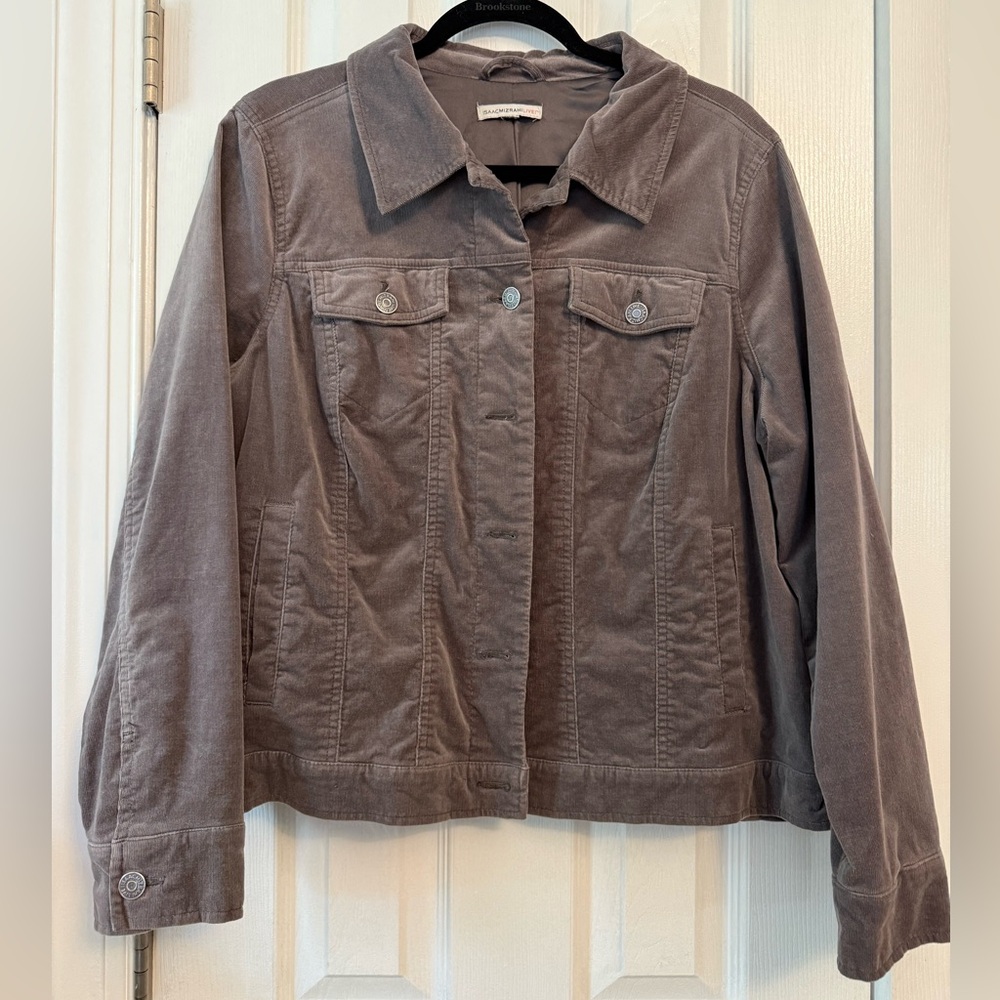 Isaac Mizrahi Women's Grey Corduroy Jean Jacket